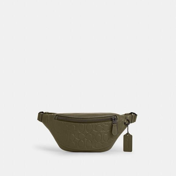 NWT Coach Warren Mini Belt Bag In Signature Leather OLIVE DRAB Caj34 - Picture 5 of 7